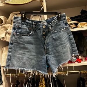 Agolde Frayed Parker Long Jean Shorts